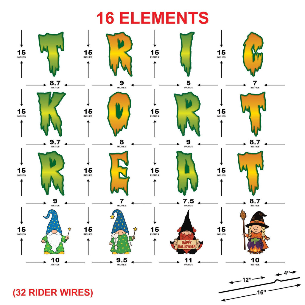 Trick or Treat Gnome Halloween Yard Sign Cutouts, Spooky Lawn Letters with Gnomes, Outdoor Garden Halloween Party Decorations with Stakes