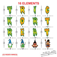 Trick or Treat Gnome Halloween Yard Sign Cutouts, Spooky Lawn Letters with Gnomes, Outdoor Garden Halloween Party Decorations with Stakes