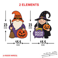Hocus Pocus Gnome Yard Signs, Halloween Gnome Couple with Pumpkins and Witch Hats, Outdoor Lawn Stakes for Garden Party Decor