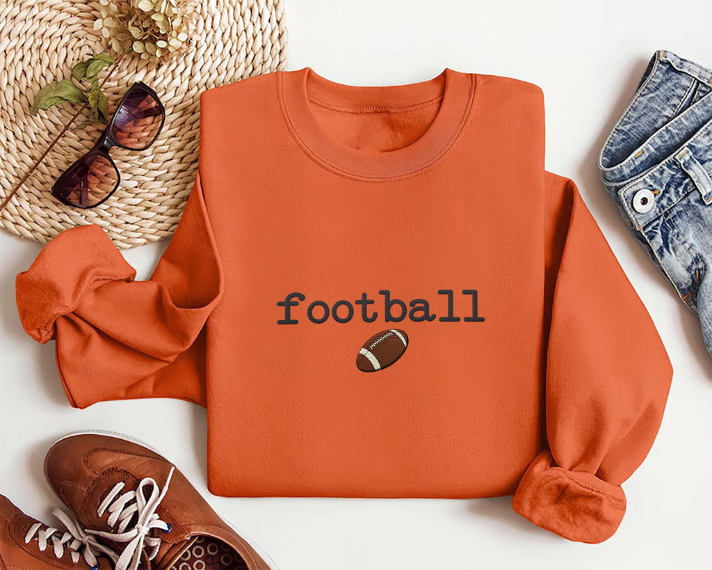 Retro Football Embroidered Hoodie, Fall Football Season Gift