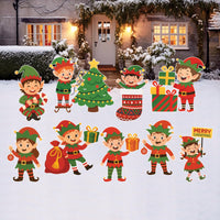 Christmas Elf Yard Signs, Cute Outdoor Lawn Decorations with Stakes, Holiday Elf Garden Pathway Patio Christmas Party Winter Xmas Décor