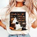 Halloween Ghost Book Reading Shirt, Retro Bookish Halloween Shirt, Boo Ghost School Tee