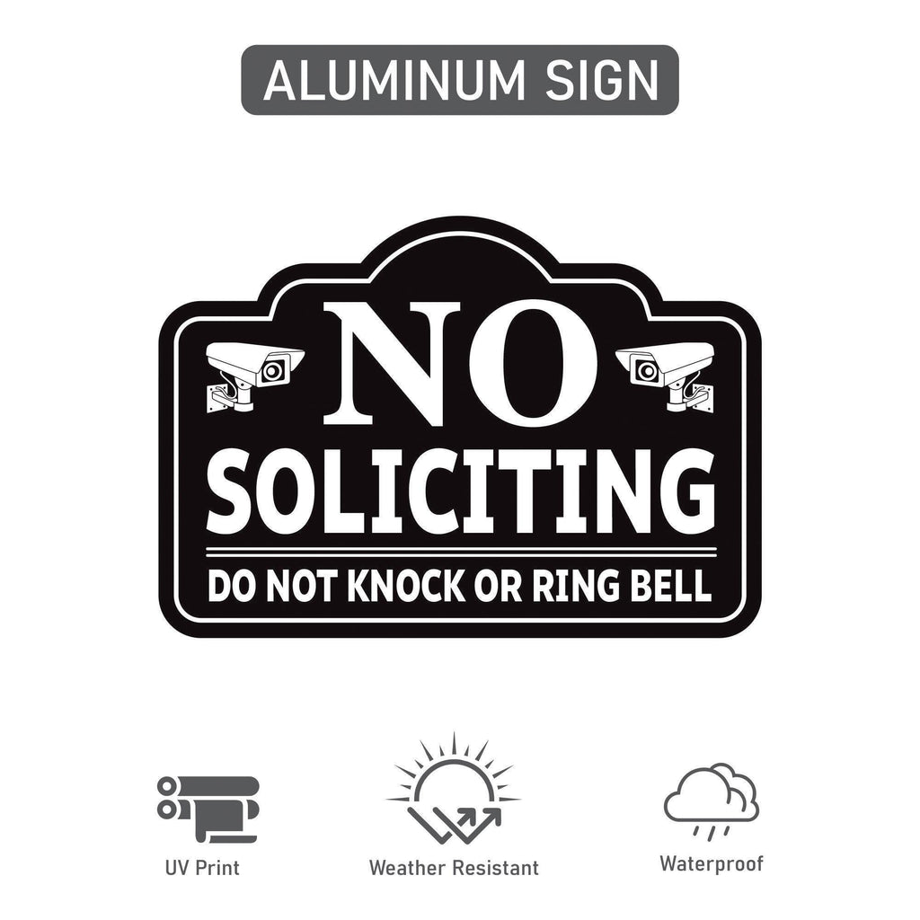 3 Pack No Soliciting Yard Sign with 16" Stake, Rust-Free Aluminum No Solicitors Warning Sign, Outdoor Home Privacy and Security Lawn Sign