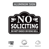 3 Pack No Soliciting Yard Sign with 16" Stake, Rust-Free Aluminum No Solicitors Warning Sign, Outdoor Home Privacy and Security Lawn Sign