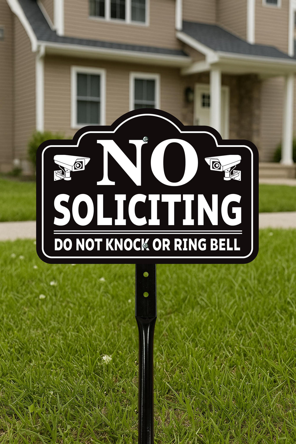 3 Pack No Soliciting Yard Sign with 16" Stake, Rust-Free Aluminum No Solicitors Warning Sign, Outdoor Home Privacy and Security Lawn Sign