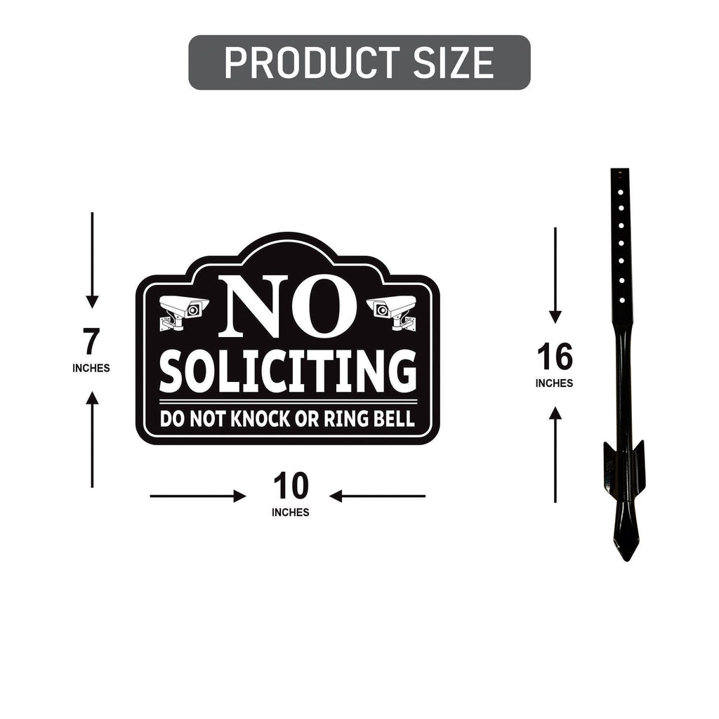 3 Pack No Soliciting Yard Sign with 16" Stake, Rust-Free Aluminum No Solicitors Warning Sign, Outdoor Home Privacy and Security Lawn Sign