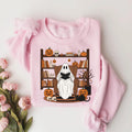 Halloween Ghost Book Reading Sweatshirt, Retro Bookish Halloween Sweatshirt