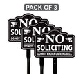 3 Pack No Soliciting Yard Sign with 16