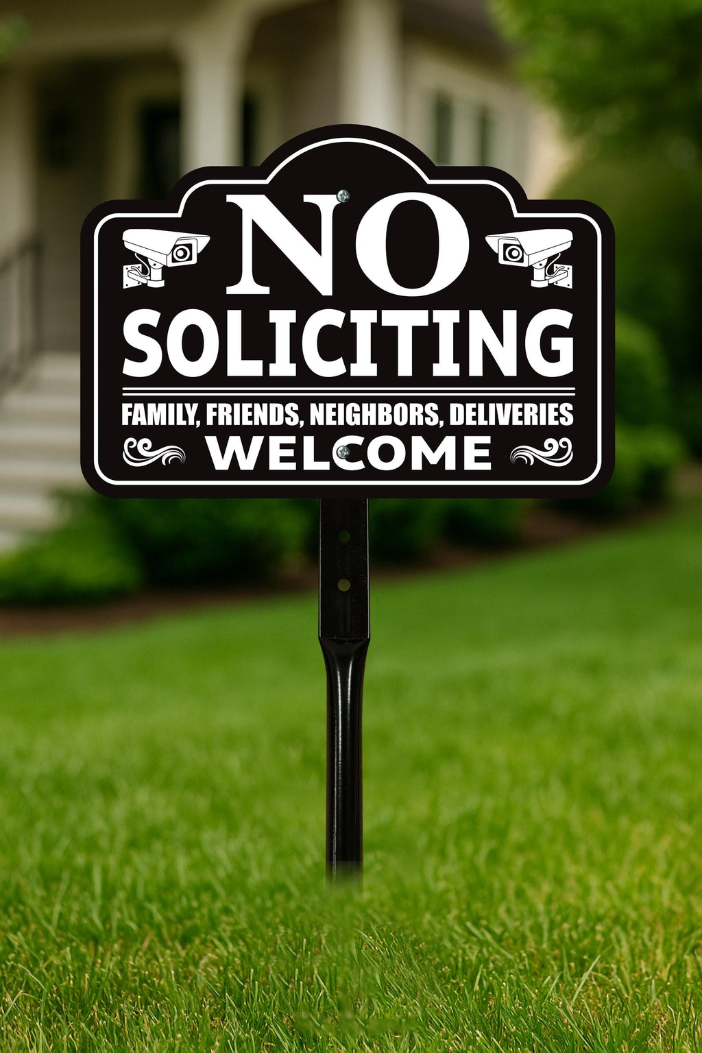No Soliciting Yard Sign with 16" Stake, Rust-Free Aluminum No Soliciting Sign, UV Protected Weather Resistant Lawn Garden Warning Sign