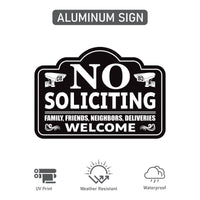 No Soliciting Yard Sign with 16" Stake, Rust-Free Aluminum No Soliciting Sign, UV Protected Weather Resistant Lawn Garden Warning Sign