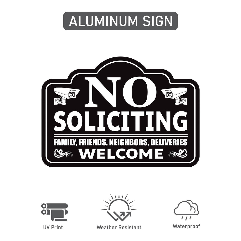 3 Pack No Soliciting Yard Sign with 16" Stake, Rust-Free Aluminum No Soliciting Sign,UV Protected Weather Resistant Lawn Garden Warning Sign