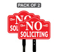 2 Pack Red No Soliciting Yard Sign with 16