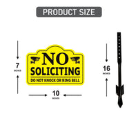3-Pack No Soliciting Yard Sign with 16" Stake, Bold Yellow Do Not Knock or Ring Bell Sign, Rust-Free Aluminum Security Warning for Home Lawn
