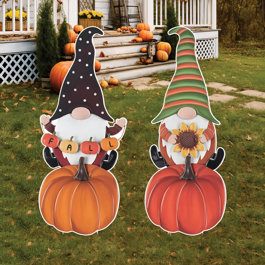 Fall Gnome Yard Signs, Thanksgiving Gnome Garden Stakes with Pumpkins and Sunflower, Autumn Outdoor Decor for Lawn Garden Porch Display