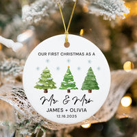 Our First Christmas as Mr and Mrs Ornament, First Christmas Married Ceramic Ornament, Personalized Couple Ornament, Just Married Gift 2025