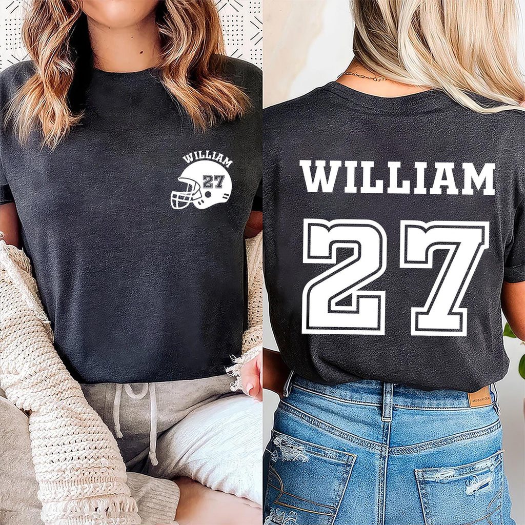 Customized Football Shirt, Your Name Football Shirt, Custom Football Mom Tee, Two Sided