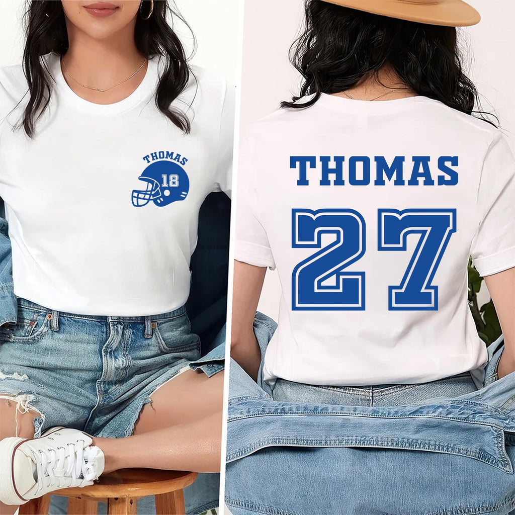 Customized Football Shirt, Your Name Football Shirt, Custom Football Mom Tee, Two Sided