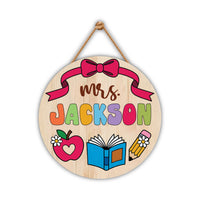 Personalized Classroom Door Sign 12", Custom Teacher Name Wall Plaque, Back to School Welcome Sign, First Day Gift for Educators