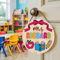 Personalized Classroom Door Sign 12", Custom Teacher Name Wall Plaque, Back to School Welcome Sign, First Day Gift for Educators