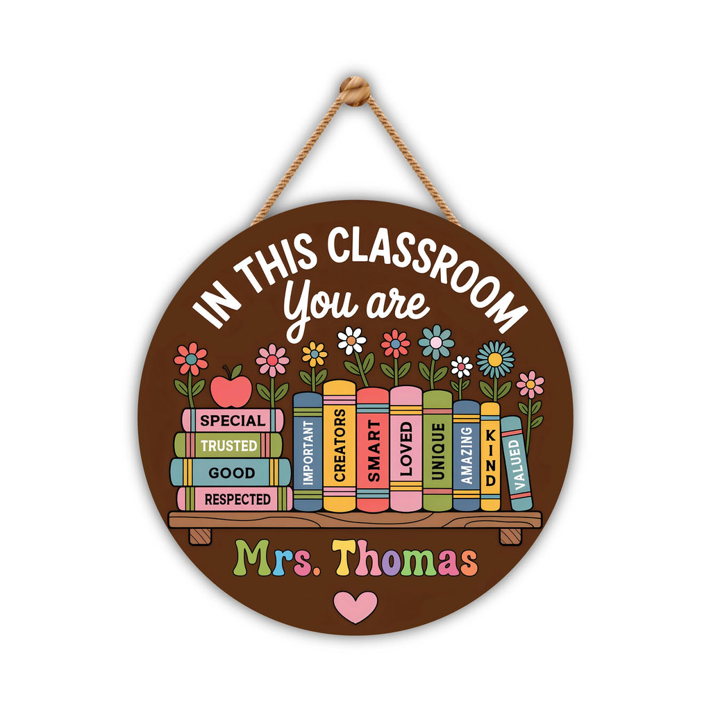 Personalized Classroom Door Sign 12", Custom Teacher Name Wall Plaque, Back to School Welcome Sign, First Day Gift for Educators
