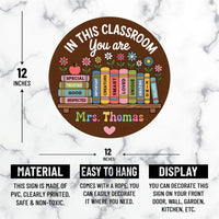 Personalized Classroom Door Sign 12", Custom Teacher Name Wall Plaque, Back to School Welcome Sign, First Day Gift for Educators