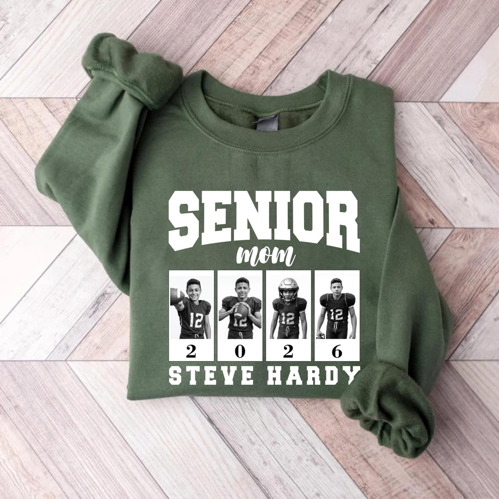 Custom Senior Football Mama Sweatshirt, Custom Photo Mom Shirt, Senior Night Mom Sweatshirt
