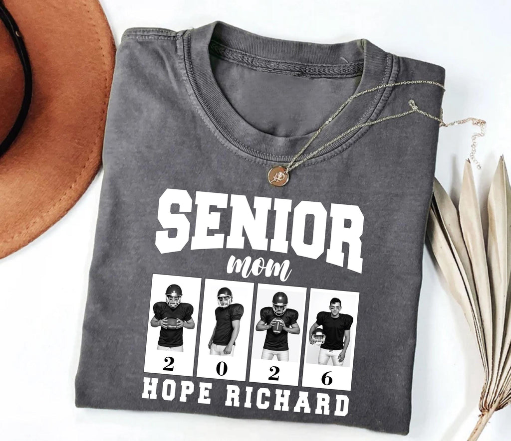 Custom Senior Football Mama Shirt, Custom Photo Mom Shirt, Senior Night Mom Tee