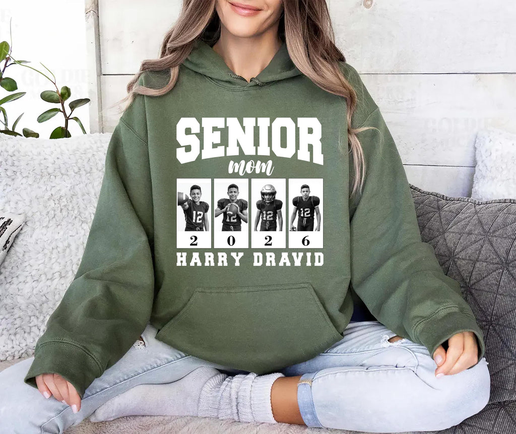 Custom Senior Football Mama Hoodie, Custom Photo Mom Shirt, Senior Night Mom Hoodie