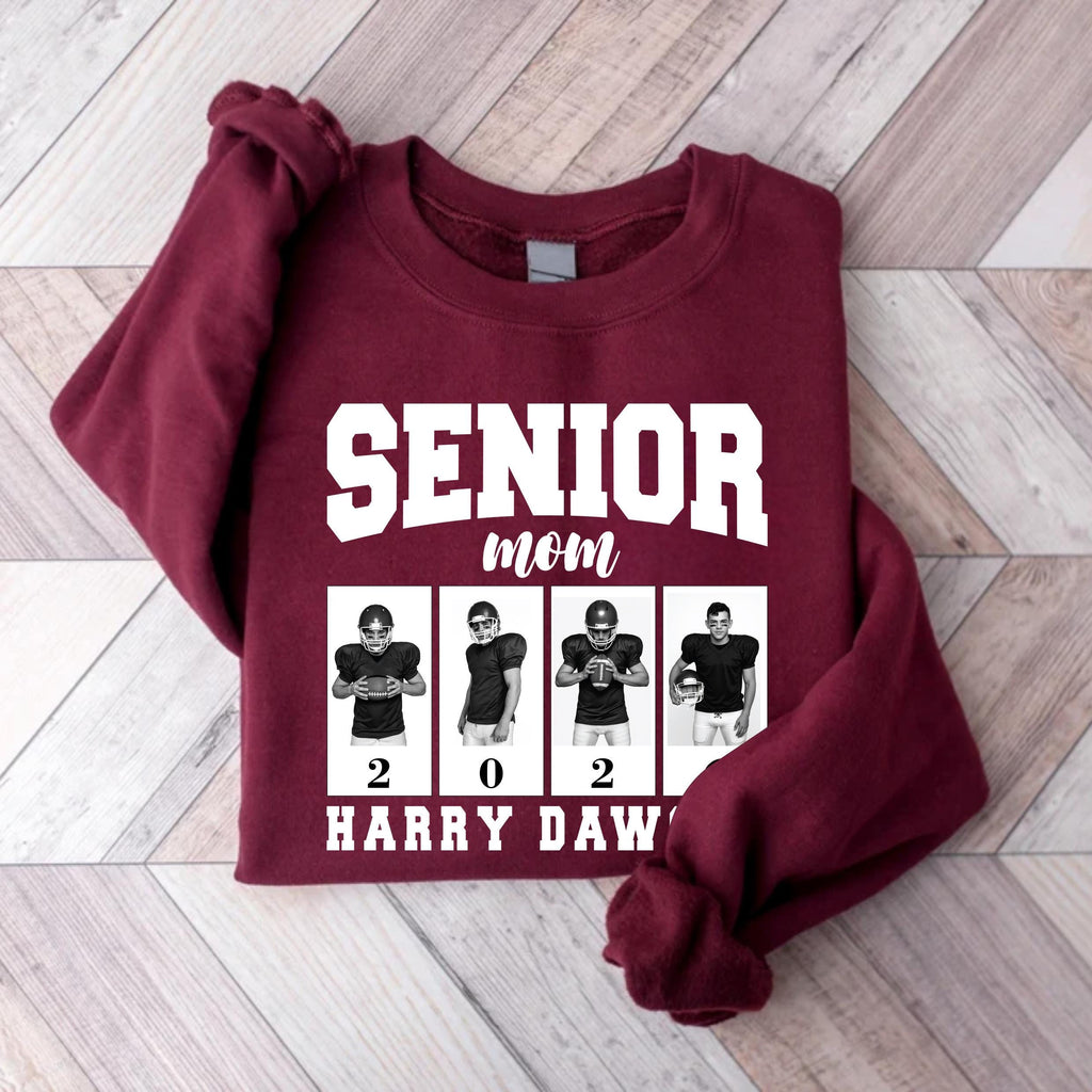 Custom Senior Football Mama Sweatshirt, Custom Photo Mom Shirt, Senior Night Mom Sweatshirt