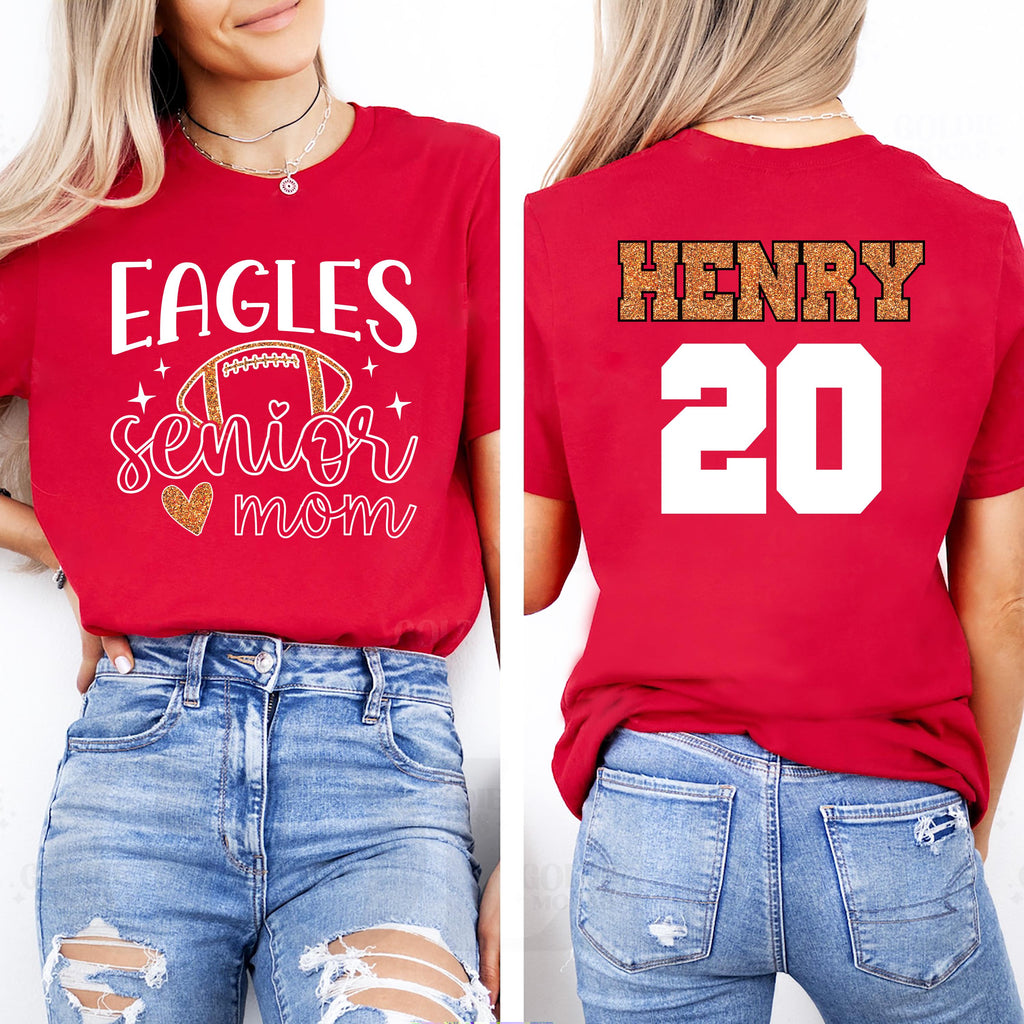 Football Shirt, Senior Football Mom T-Shirt, Football Shirts Tee, Custom Football Mom Shirt, Two Sided