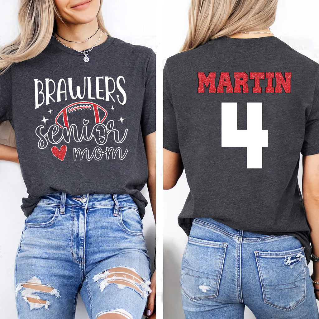 Football Shirt, Senior Football Mom T-Shirt, Football Shirts Tee, Custom Football Mom Shirt, Two Sided