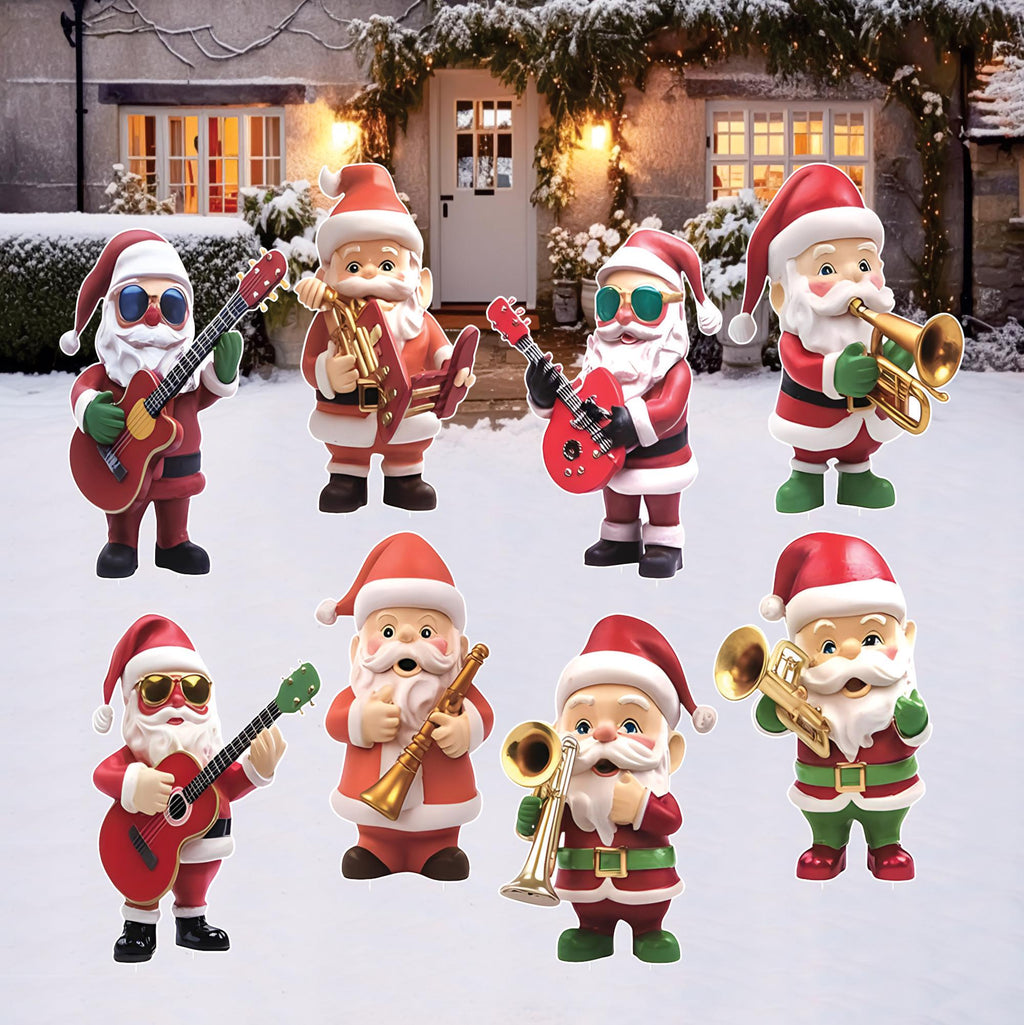 Santa Claus Christmas Yard Signs, Musical Outdoor Lawn Decorations with Stakes, Waterproof Holiday Garden Patio Pathway Xmas Décor