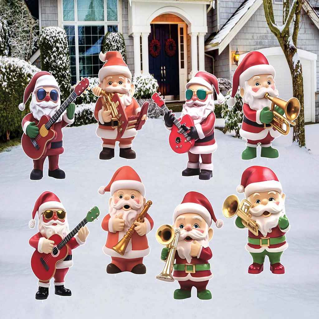 Santa Claus Christmas Yard Signs, Musical Outdoor Lawn Decorations with Stakes, Waterproof Holiday Garden Patio Pathway Xmas Décor
