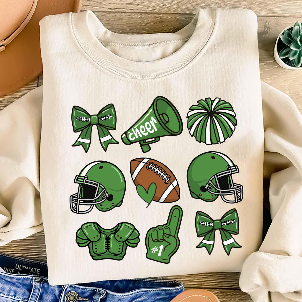 Custom Football Bow School Spirit Sweatshirt, Football Mom Shirt, Football Grandparent Sweatshirt