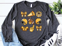 Custom Football Bow School Spirit Long Sleeve Shirt, Football Mom Shirt, Football Grandparent Tee