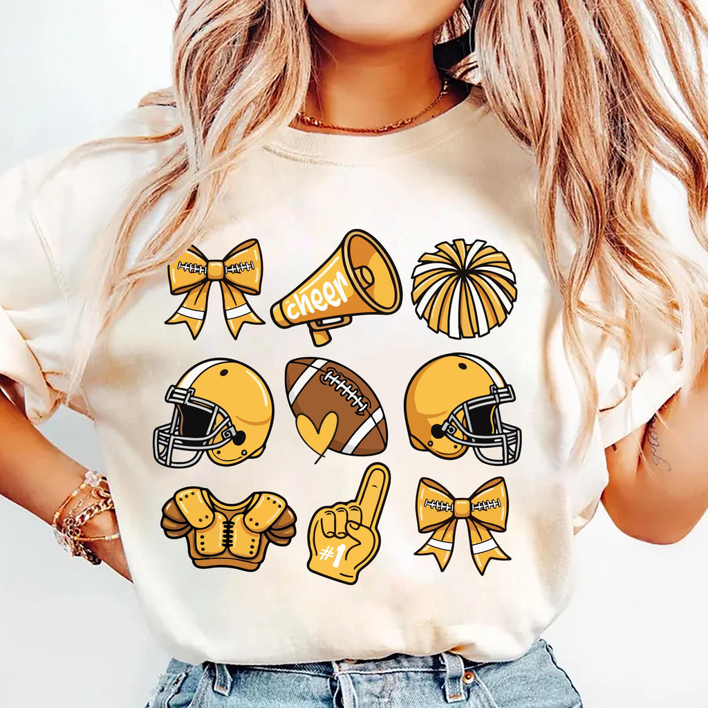 Custom Football Bow School Spirit Shirt, Football Mom Shirt, Football Grandparent Tee