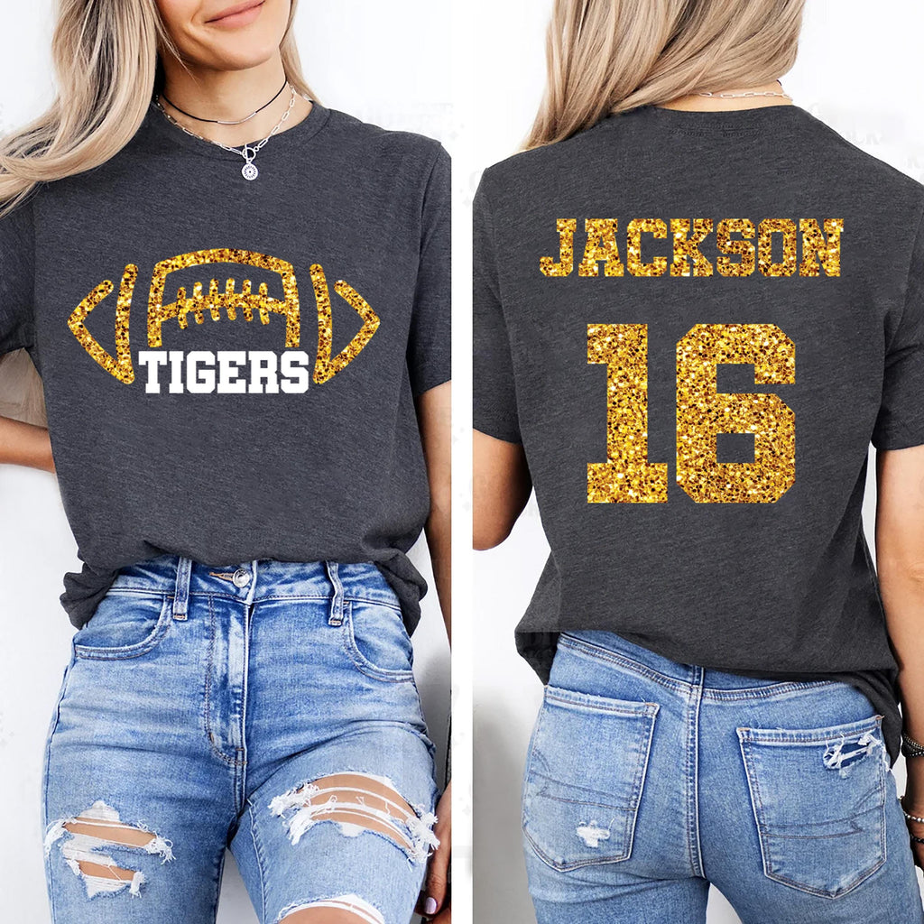 Custom Football Mascot Shirt, Personalized Team Spirit Tee, Football Mom Shirt, Two Sided