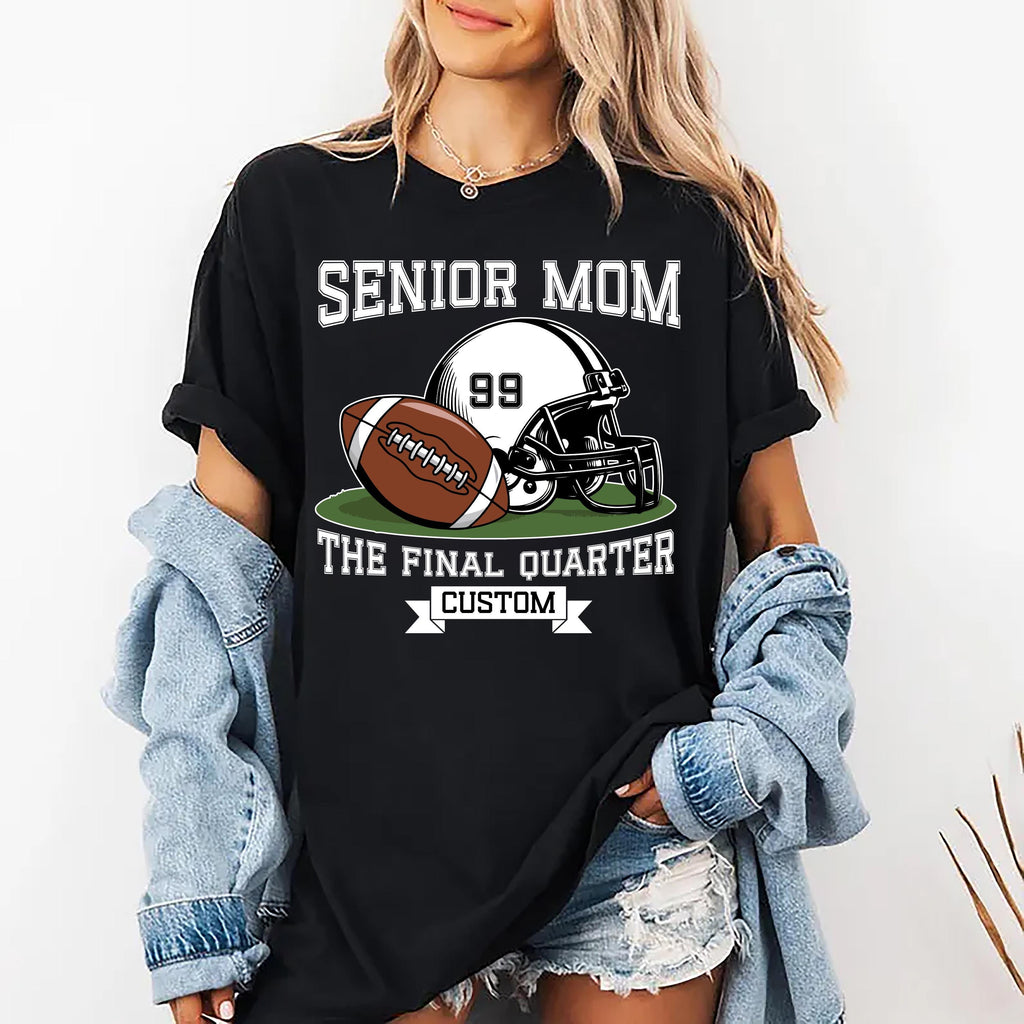 Senior Football Mom Shirt, Custom Name and Number Shirt, Game Day Tee
