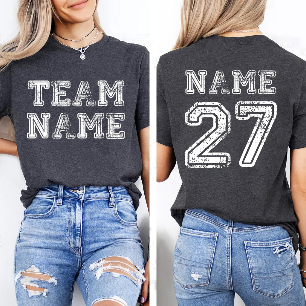 Custom Sports Team Name Shirt, Personalized Sports Shirt, Family Number Tee, Front Back