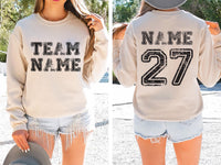 Custom Sports Team Name Sweatshirt, Personalized Sports Shirt, Family Number Sweatshirt, Two Sided