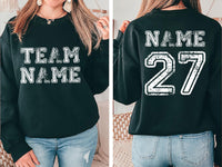 Custom Sports Team Name Sweatshirt, Personalized Sports Shirt, Family Number Sweatshirt, Two Sided