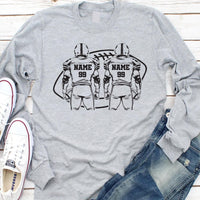 Two Football Players Long Sleeve Shirt, Personalized Team Name Football Shirt, Custom Family Game Day Tee