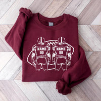Two Football Players Sweatshirt, Personalized Team Name Football Shirt, Custom Family Game Day Sweatshirt