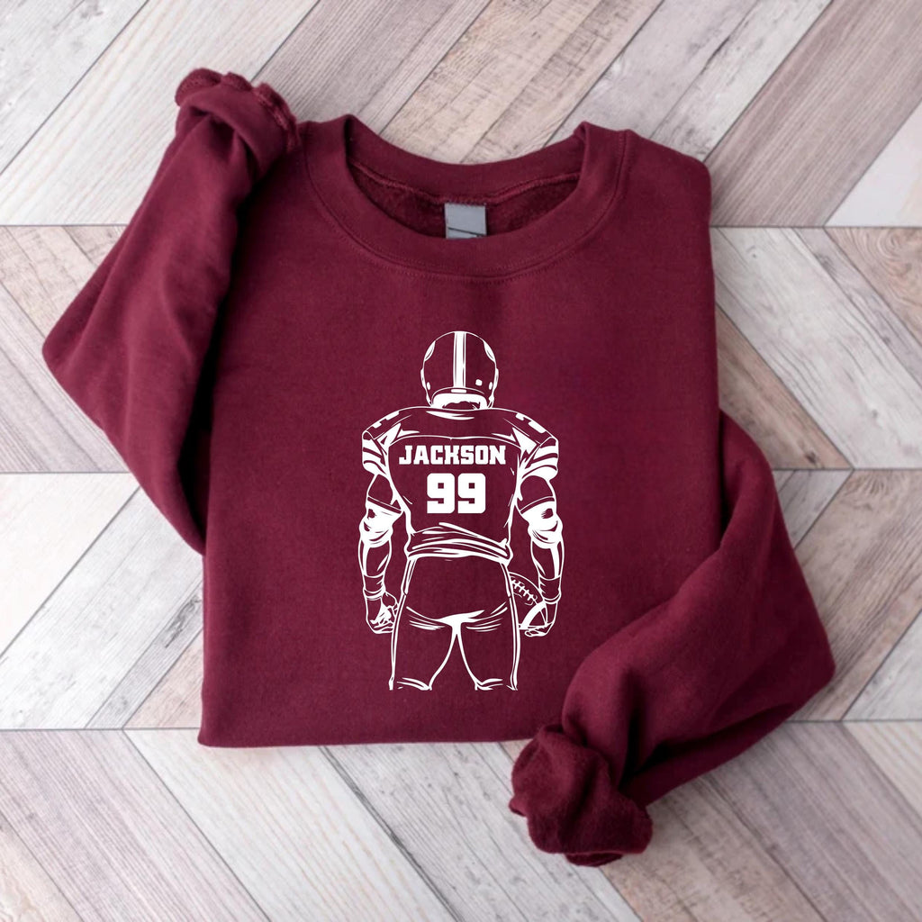 Football Player Silhouette Sweatshirt, Custom Name and Number Shirt, Personalized Sports Sweatshirt