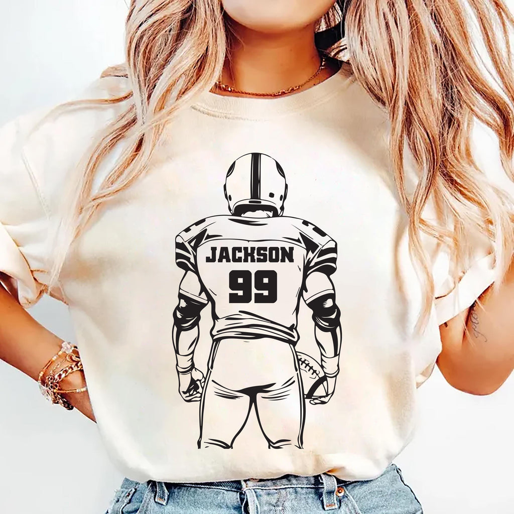 Football Player Silhouette Shirt, Custom Name and Number Shirt, Personalized Sports Tee