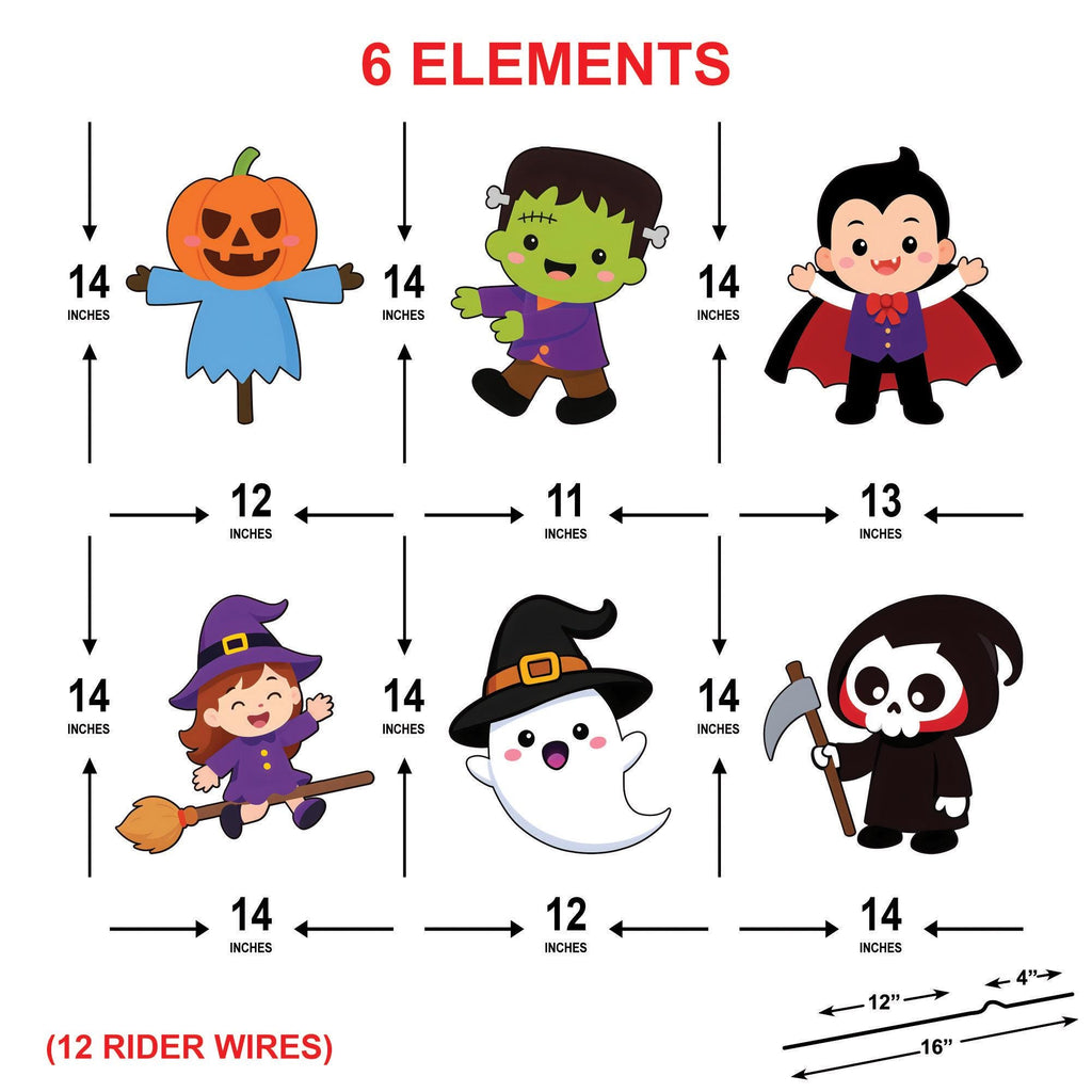 Halloween Kids Yard Signs Set, Cute Outdoor Lawn Decorations with Ghost, Witch, Dracula, Frankenstein, Pumpkin, Reaper, Party Stakes