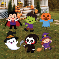 Halloween Kids Yard Signs Set, Cute Outdoor Lawn Decorations with Ghost, Witch, Dracula, Frankenstein, Pumpkin, Reaper, Party Stakes