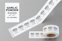 Personalized Modern Spice Roll Labels, Custom Pantry Stickers, Minimalist Spice Jar Label Set, Waterproof Kitchen Organization Labels