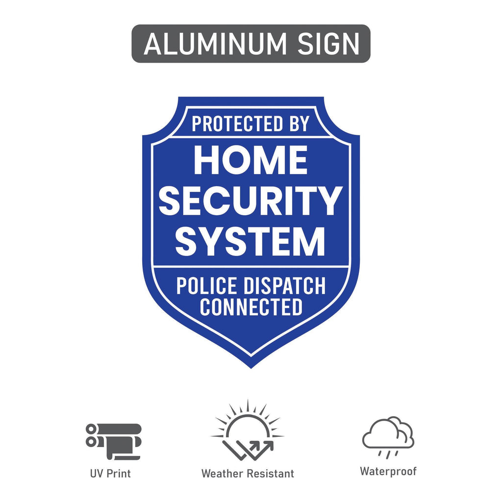 Protected by Home Security System Yard Sign with 16" Stake, Shield Shape Rust-Free Aluminum Warning Sign, UV Protected Outdoor Alarm Sign