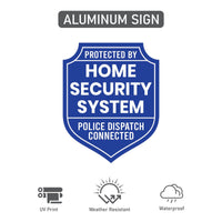 Protected by Home Security System Yard Sign with 16" Stake, Shield Shape Rust-Free Aluminum Warning Sign, UV Protected Outdoor Alarm Sign